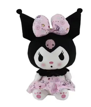 Peluche Kuromi en robe rose et noeud rose 20 cm - Peluche Hello Kitty