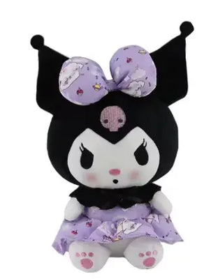 Peluche Kuromi en robe violette et noeud violet 20 cm - Peluche Hello Kitty