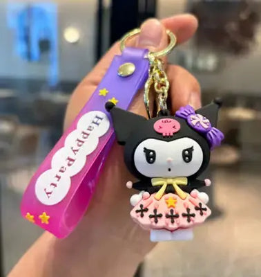 Porte Clés Kuromi en Robe Rose