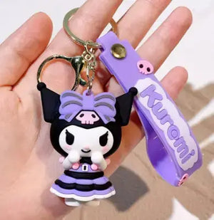 Porte Clés Kuromi En robe rayée violette & noir