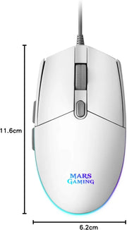 Souris Gaming Filaire Mars Gaming MMG RGB - Blanc 