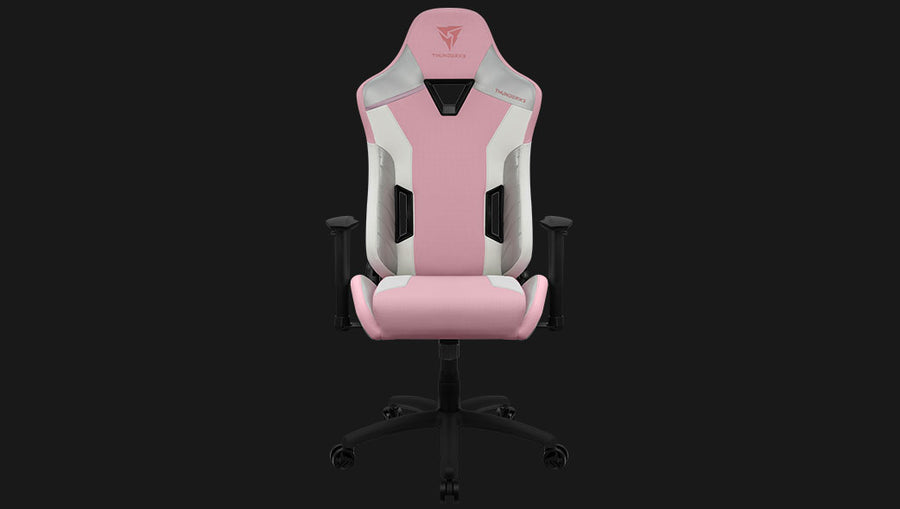 Fauteuil gamer ThunderX3 TC3 MAX Sakura White blanc et rose, vue de face