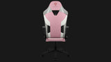 Fauteuil gamer ThunderX3 TC3 MAX Sakura White, vue de face avec coussins de tête et de dos