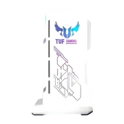 Tour ASUS TUF Gaming blanc avec logo bleu-violet luminescent