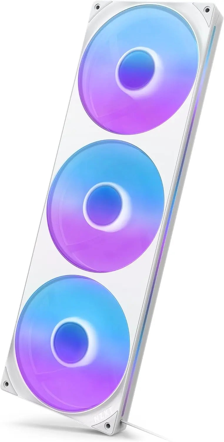 Unité de refroidissement NZXT F420 RGB Core Blanc triple ventilateur RGB cadre blanc lames dégradé bleu violet translucide
