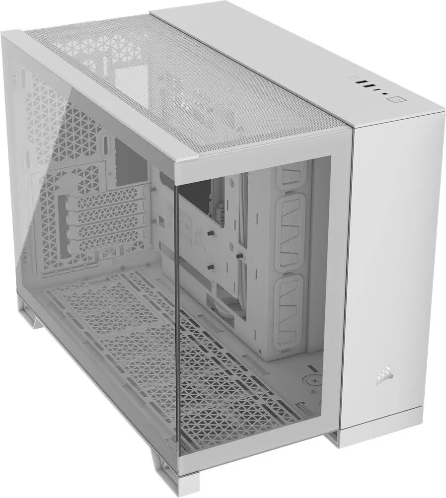 Corsair 2500X Blanc : boîtier PC blanc panneau latéral transparent mesh avant verre trempé