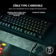 Câble USB-C noir verrouillable et flexible pour Razer Huntsman V2 TKL Noir