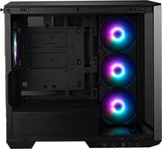 Boîtier PC MSI MAG PANO M100R PZ NOIR mat noir avec 3 ventilateurs RGB violets et bleus