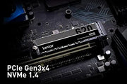 Disque SSD Lexar NM620 2 To M.2 2280 PCIe Gen3x4 NVMe noir avec accents argentés