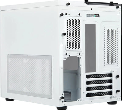 Boîtier PC blanc Corsair Frame 4000D RS avec panneaux mesh perforés et pieds noirs en caoutchouc