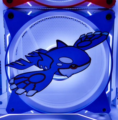 Grille ventilateur Kyogre Pokémon 120mm/140mm orque bleue cartoon avec LED bleues