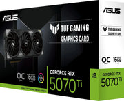 Carte graphique ASUS TUF GeForce RTX 5070 Ti OC 16 Go, 3 ventilateurs noirs design angulaire - Carte Graphique