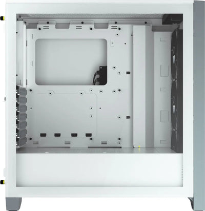 Corsair iCUE 4000X RGB Blanc : boîtier blanc minimaliste intérieur épuré