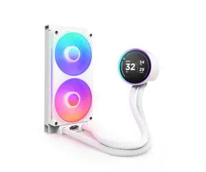 NZXT Kraken Elite RGB 240 Blanc : refroidisseur liquide blanc à double ventilateur RGB avec affichage température numérique et tubes tressés