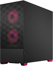 Fractal Design Pop Air RGB Magenta Core TG : boîtier noir texturé, ventilateurs roses, pieds magenta