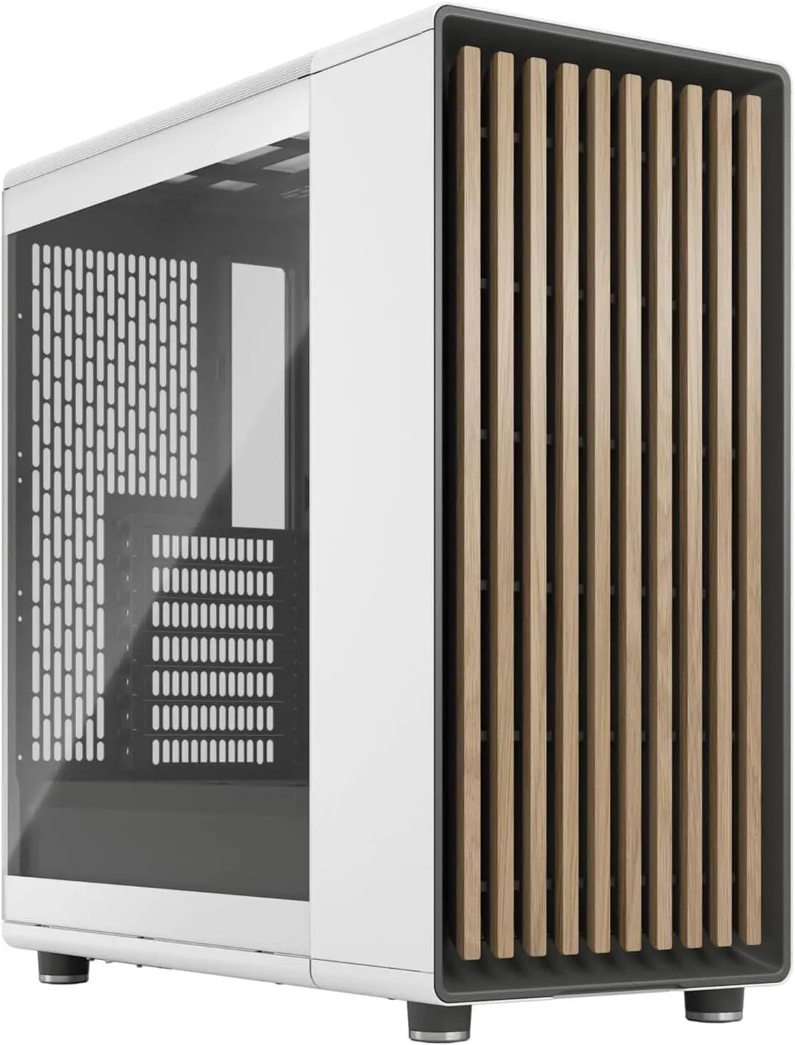 Fractal Design North XL RC Chalk White TG Clear avec lattes bois verticales blanches et noires