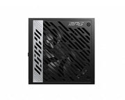 Alimentation MSI MPG A1000G PCIE5 1000W noir, design angulaire noir et argent avec fentes de ventilation diagonales