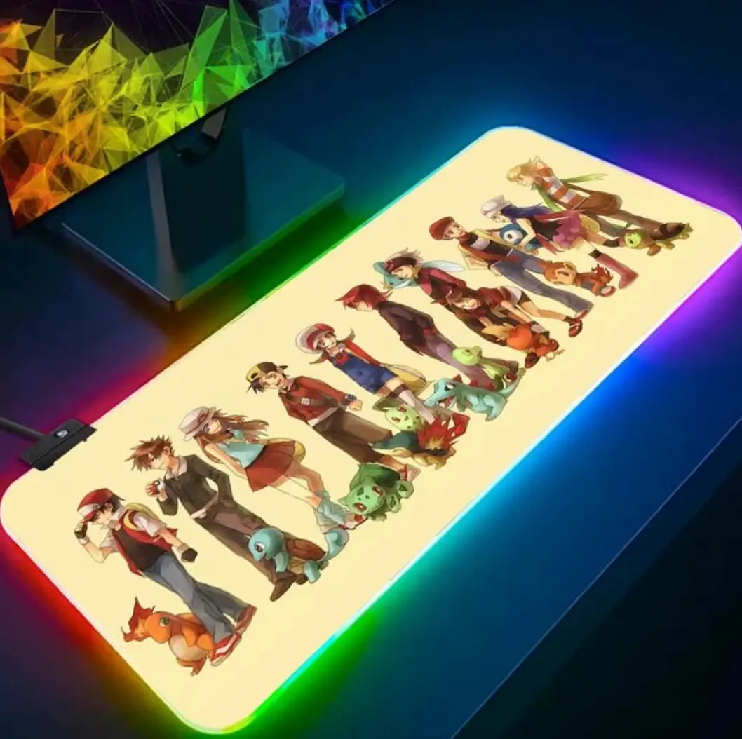 Tapis de souris gaming RGB Pokémon 16 avec LED et personnages illuminés