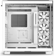 Boîtier NZXT H9 Elite Blanc avec trois ventilateurs blancs montés verticalement sur le côté droit