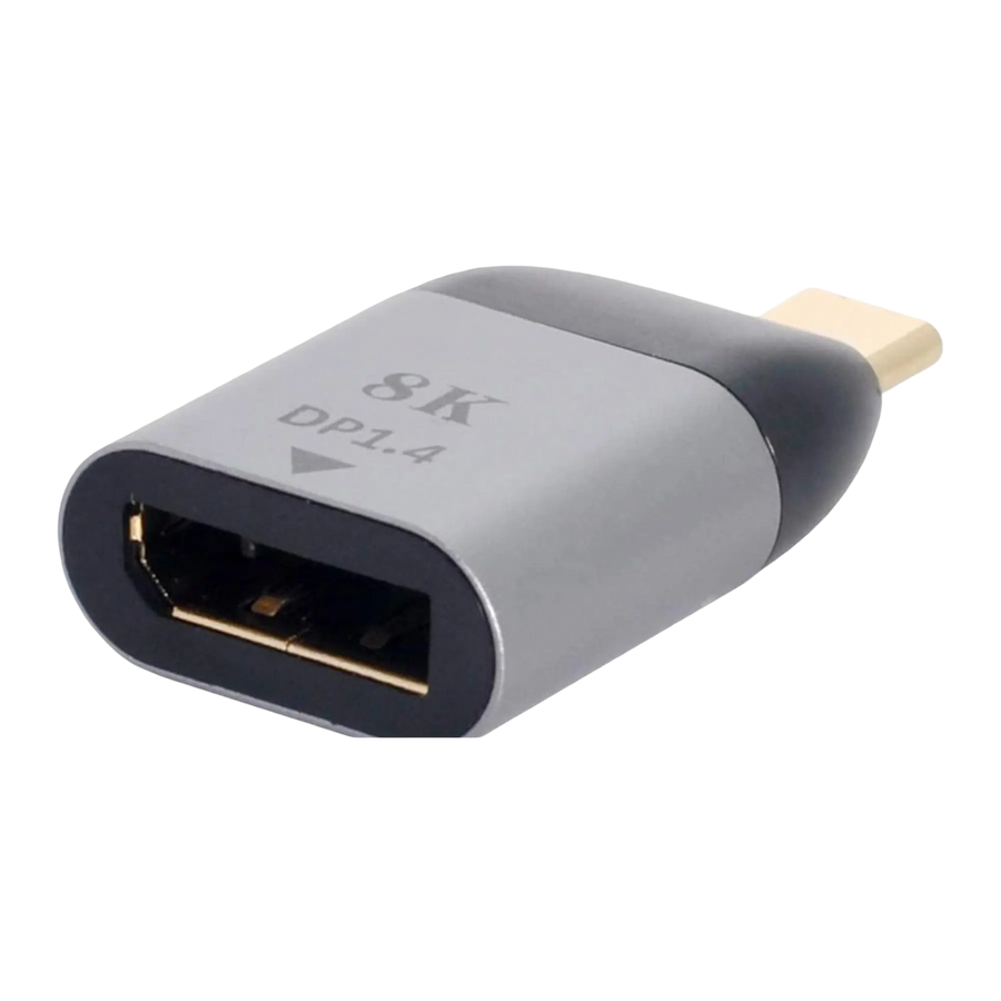 Adaptateur USB-C vers DisplayPort gris et noir 8K DP1.4 HDMI or plaqué
