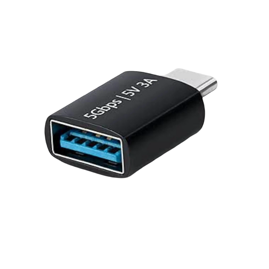 Adaptateur USB-C vers USB femelle noir 5Gbps avec connecteur bleu