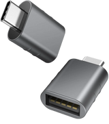 Adaptateur USB femelle vers USB-C noir compact à contacts métalliques