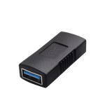Adaptateur USB femelle vers femelle noir USB 3.0 avec port bleu et grip texturé