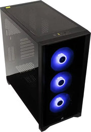 Boîtier PC Corsair iCUE 4000X RGB NOIR noir avec 3 ventilateurs LED bleus verticaux et panneau latéral transparent