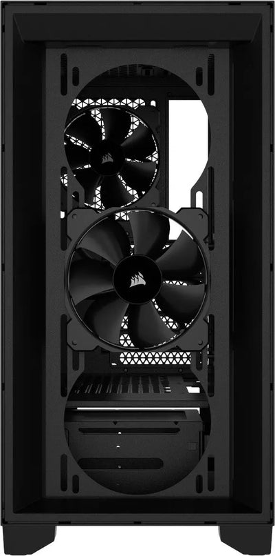 Boîtier Corsair 3000D Airflow noir avec deux ventilateurs noirs logo Corsair