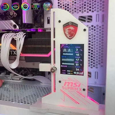 Support Carte Graphique avec Ecran LED - 5v 3Pin RGB - MSI - Blanc