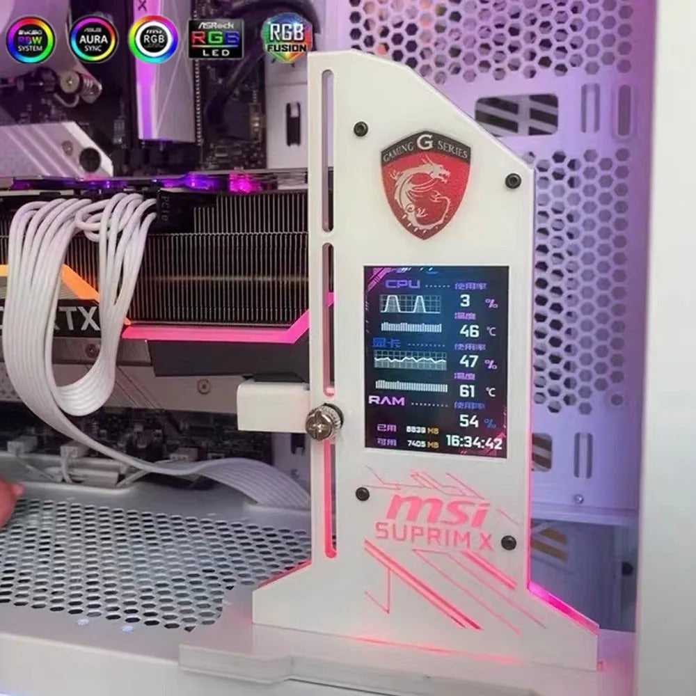 Support GPU avec Ecran LED - 5v 3Pin RGB - MSI - Blanc image 0