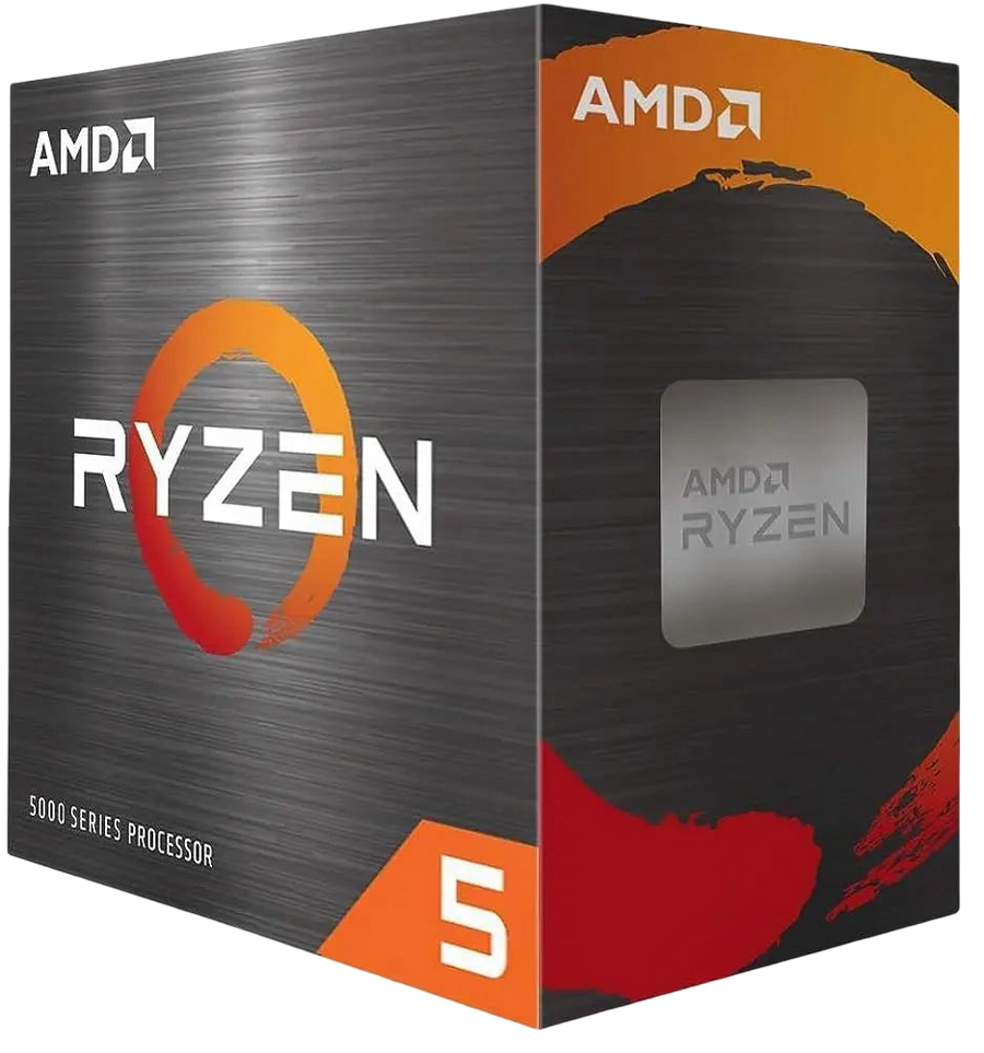 Boîtier processeur AMD Ryzen 5 5600X AM4 noir orange texturé métal brossé
