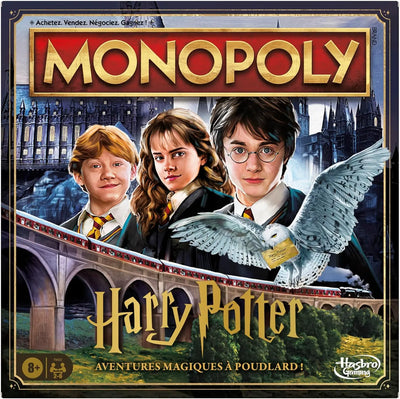 Monopoly Harry Potter édition française avec Harry, Ron, Hermione, hibou et Poudlard
