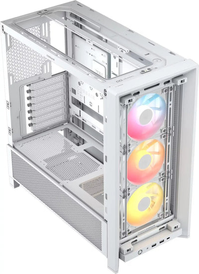 Boîtier blanc Corsair 4000D Frame RS ARGB avec 3 ventilateurs RGB roses-orange-jaune