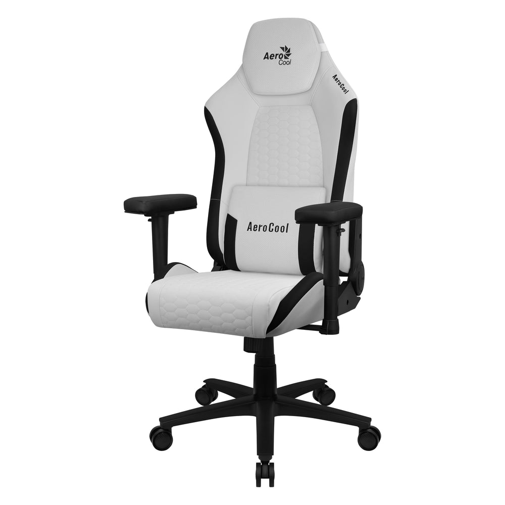 Fauteuil gamer AeroCool Crown Leatherette blanc Moonstone vue de face