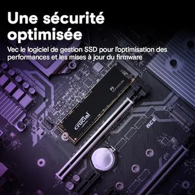 SSD Crucial P3 2To PCIe Gen3 NVMe noir aux bords argentés