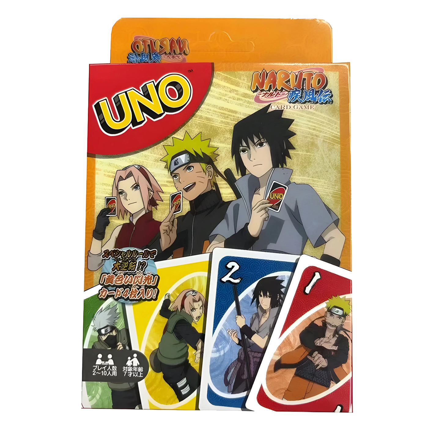 Uno Édition Spéciale Naruto Shippûden boîte orange rouge avec Naruto, Sasuke, Sakura