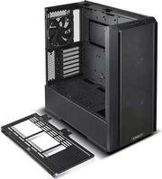 Boîtier PC Lian Li LANCOOL 216 NOIR noir mat, panneaux avant et latéraux ôtés, fixations et ventilations internes visibles