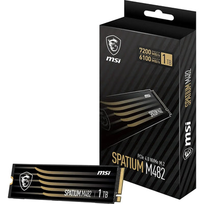SSD MSI SPATIUM M482 1 To PCIe 4.0 NVMe M.2 noir et or dragon logo