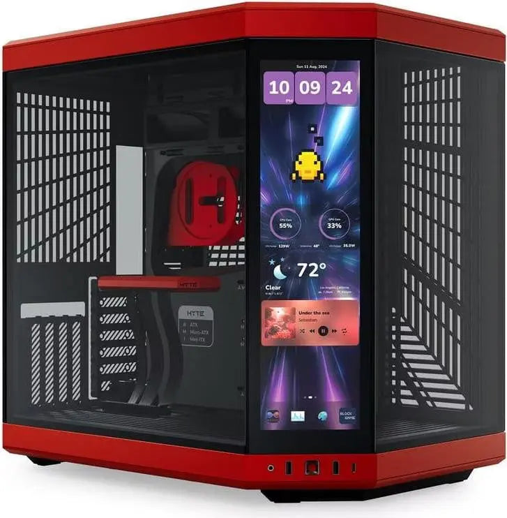 HYTE Y70 Touch Infinite Red avec panneau latéral transparent rouge et noir