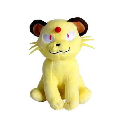Peluche Pokémon Meowth jaune doux 12 cm, oreilles noires, nez rouge