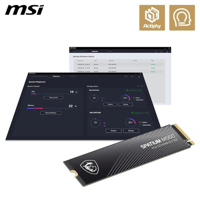 SSD MSI SPATIUM M560 1 To PCIe 3.0 NVMe M.2 noire logo dragon blanc