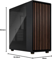 Coffret PC Fractal Design North XL RC Chalk Black TG Clear, panneau latéral noir et grain bois