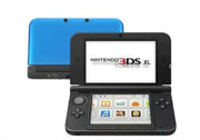 Console de jeu portable Nintendo 3DS XL noire avec version bleue en arrière-plan
