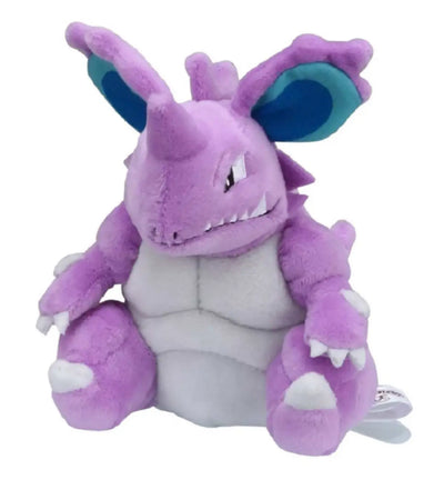 Peluche Pokémon Nidoking violet et blanc coton doux 15 cm oreilles teal