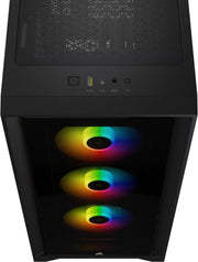 Boîtier Corsair iCUE 4000X RGB NOIR avec 3 ventilateurs RGB arc-en-ciel empilés verticalement