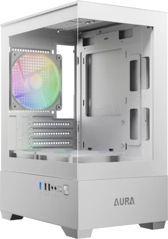 Boîtier Gamdias Aura GC9M ARGB Blanc, vue de face