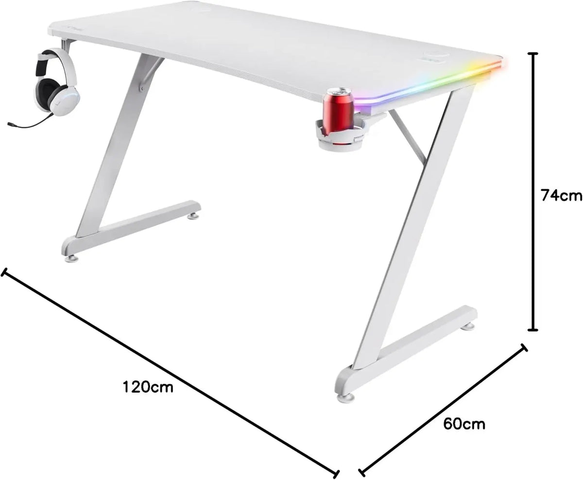 bureau Gamer Trust GXT 709W Luminus Blanc