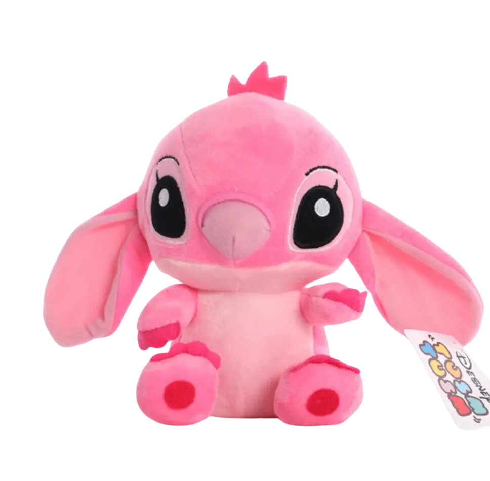 Peluche Lilo & Stitch Angel rose modèle 01 en tissu doux avec broderies visage