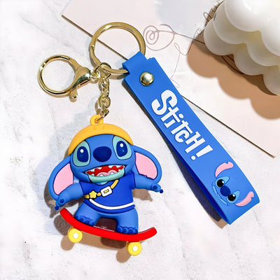 Porte-clés Disney Lilo & Stitch Stitch bleu casque jaune skate rouge